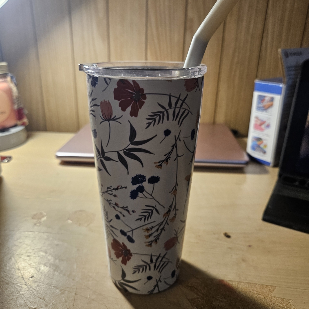 Mainstays Blue Floral Stainless Steel Tumbler